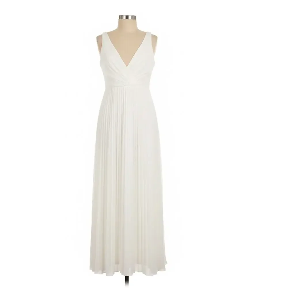 Anthropologie BHLDN Sloane Ivory Pleated Maxi Dress NWT 6 - Picture 3 of 5
